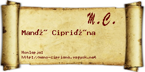 Manó Cipriána névjegykártya